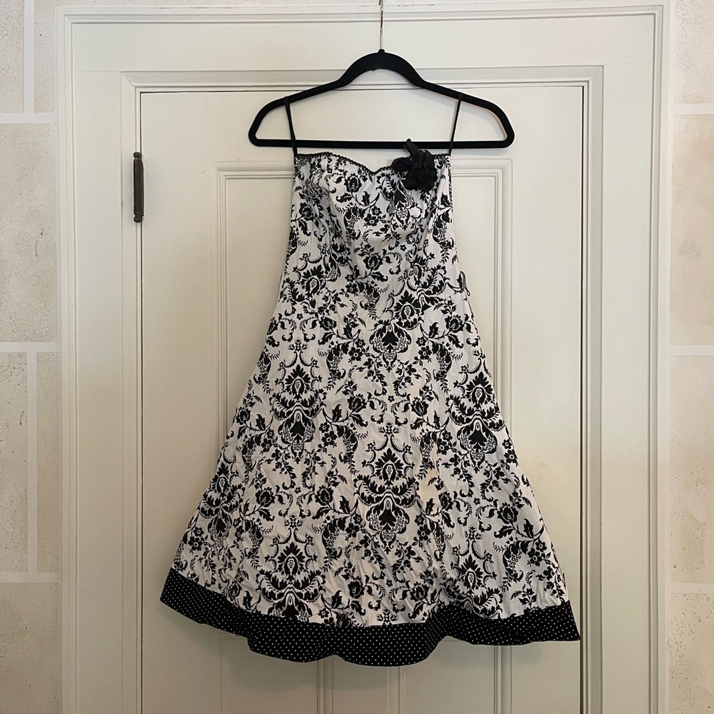 Black and white dress with removable broach